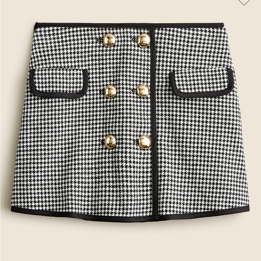 J.Crew Kids Girls' button-front skirt in houndstooth with matching headband